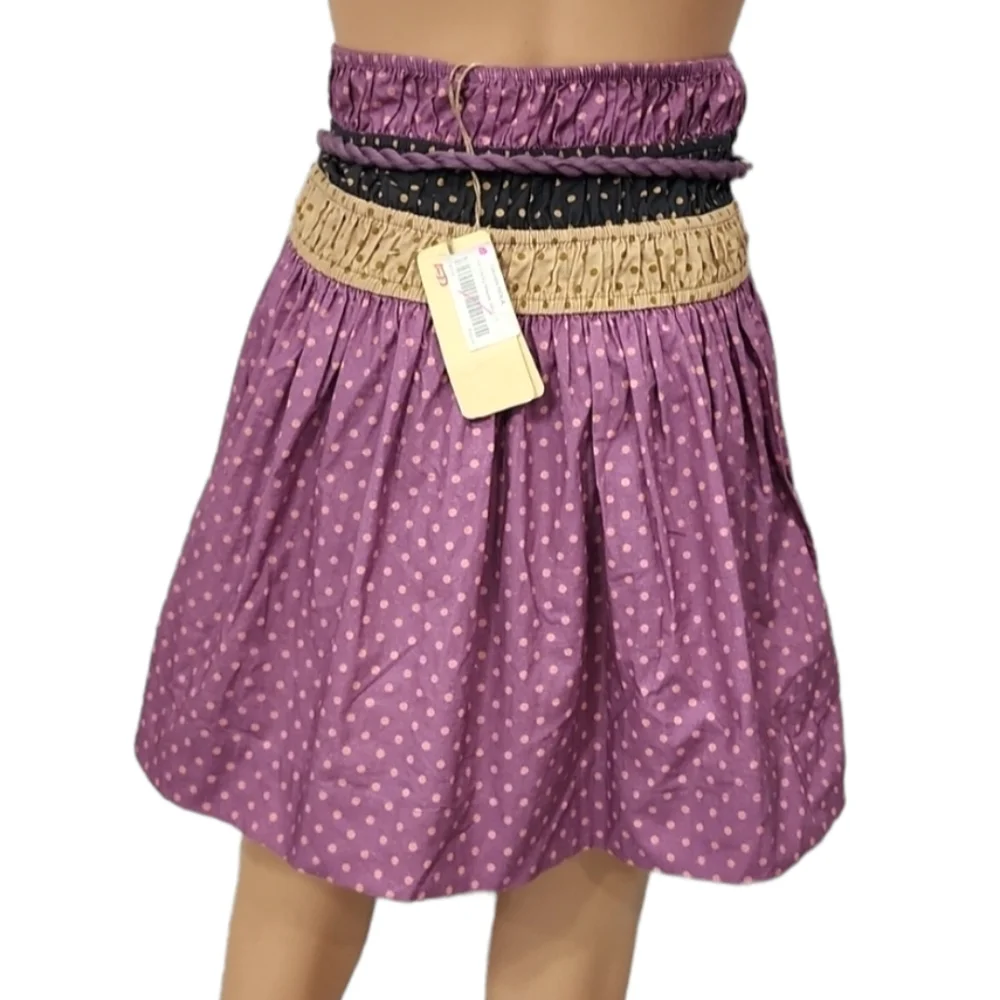 Letmebe Women's cotton skirt Fit and flare polka dot purple tan black Size Small
